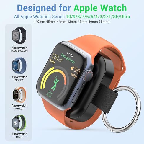 Portable Wireless Charger for Apple Watch Magnetic iwatch Charger 1200mah Power Bank Camping Travel Essentials Camping Watch Charger for Series 10/9/8/7/6/Se/5/4/3/2/1/Ultra/Ultra 2-Black in Saudi Arabia