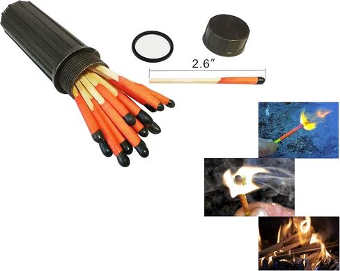Waterproof Matches Case + Wax-Coated Waterproof Fire Rope Tin | Windproof Survival Fire Starter Kit for Camping, Hiking, Outdoor Emergency, Bushcraft in Saudi Arabia