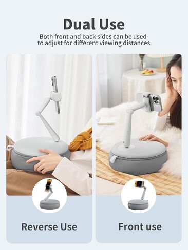 SAIJI Cell Phone Pillow Holder mini iPhone Stand for Bed, Upgraded mini Angle & Height Adjustable Phone Pillow Stand for Watching Video On Bed/Sofa/Lap, Fit for 4.7"-7.0" Device (Gray) in Saudi Arabia