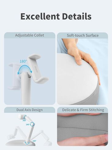 SAIJI Cell Phone Pillow Holder mini iPhone Stand for Bed, Upgraded mini Angle & Height Adjustable Phone Pillow Stand for Watching Video On Bed/Sofa/Lap, Fit for 4.7"-7.0" Device (Gray) in Saudi Arabia
