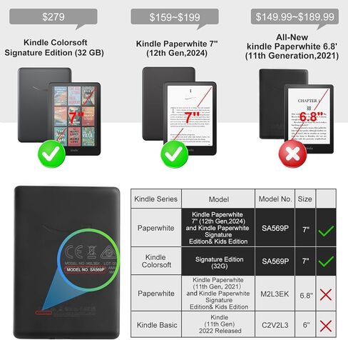 CoBak Cute Case with Fold-Back Magnetic Cover for 7" Kindle Paperwhite 12th Gen 2024 and Colorsoft - for PopSockets Grip, Compatible with iPhone MagSafe and Anker Wireless Charging Pads, Auto Wake in Saudi Arabia