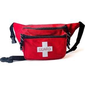 ASA TECHMED Lifeguard Fanny Pack - Durable, Water-Resistant Lifeguard Hip Pack, Versatile Baywatch Fannypack, Ideal for Beach, Pool Facilities & Professional Lifeguards (Red)