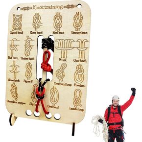 Wooden Knot Tying Board - Premium Rope Training Kit for Adults | Learn 16+ Survival Knots | Montessori Educational Toy | Camping Gear & Scout Accessories