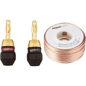Amazon Basics 16-Gauge Speaker Wire, 100 Feet with Banana Plugs, Deadbolt Type, 12 pairs