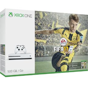 Microsoft Xbox One S FIFA 17 Bundle (500GB) - لوحة ألعاب مدعومة - Wireless - White - Amd Radeon Graphics Core التالي - 3840 X 2160-16: 9-2160p - Plu -ray Disc Player - 500 GB HDD - Gigabit Ethernet - Gigabit - Gigabit -