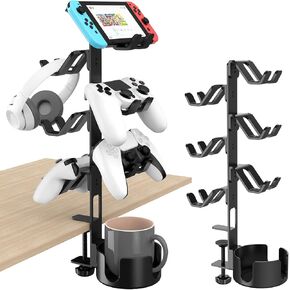 WYYHAA Controller Stand 3 Tier, Universal Headphone Holder for Desk, Compatible with Xbox PS5 PS4 Nintendo Switch, Headset Holder, Controller Organizer