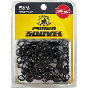 Team Catfish 2/0 Power Swivels (24 Pack) سعة 600 رطل من الخدمة الثقيلة