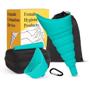 Foldable Female Urine Funnel - Pee Funnel for Women with Extension Tube & Waterproof Case, Stand to Pee for Travel Camping Hiking