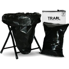 Double-Bag Carry-Out Toilet Waste Bags and Toilet Liner Bags, Reclosable Outer Bag, Black Opaque, Zip Seal, Leak-Proof, Odor-Free, in Convenient Carry Case