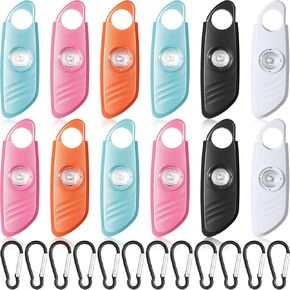 12 جهاز كمبيوتر شخصي إنذار سلامة شخصي للنساء اللواتي يعانين من LED Strobe Light و 12 PCS Keychain 130dB الصوت بصوت عالٍ من صفارات الإنذار الطارئة ، أجهزة سلامة مفتاحية الدفاع عن النفس للنساء للنساء المسنين