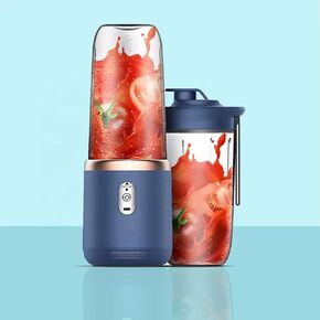 Portable Personal Blender with Safety Lock, 2 Travel Bottles, Navy Blue for Smoothies and Shakes