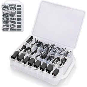 Cable Organizer Box, Double Sided cable storage organizer with Handle & Lid, 46 Compartments, Charger Organizer Box for Charging Cable,Charging Head(Clear)