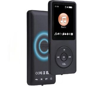 مشغل MP3 128 جيجابايت مع Bluetooth - مشغل موسيقى محمول للأطفال - مع مكبرات صوت عالية الدقة ، ومسجل صوتي ، وصوت HIFI ، والكتاب الإلكتروني (متضمنة أذن)