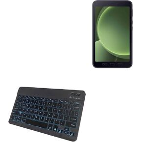 لوحة مفاتيح Boxwave متوافقة مع Samsung Galaxy Tab Active5 - لوحة مفاتيح Slimkeys Bluetooth - مع الإضاءة الخلفية ، LED Slim Portable 7 Colors - Jet Black
