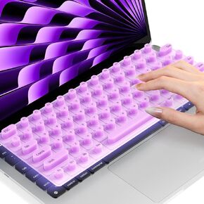 Keyboard Cover for Long Nails, Durable Silicone Raised Keyboard Protector for MacBook Pro 14"/16" M4/M3/M2/M1 Pro/Max (2021-2025) and MacBook Air 13"/15" M4/M3/M2 (2022-2025), Pink