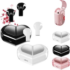 K520 Audifonos, K520 Earbuds, Audífonos En Forma De Corazon, Audífonos De Corazon, 2025 New K520 Heart Shaped Couple Headphones, Rotatable Combination (Pink)