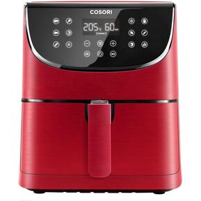 Cosori Air Fryer 5.8Qt XL Electric Air Fryers Fryers Oven ، طباخ قابل للبرمجة 11-في 1 مع تذكير مسبق واهتزال ، شاشة تعمل باللمس الرقمية المجهزة وسلة غير لاصقة ، 100 وصفة ، حمراء