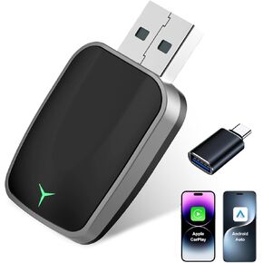 Mini Wireless CarPlay & Android Auto Adapter – Plug & Play Dongle, Convert Wired to Wireless, USB-A/C, Compatible with 2016+ Cars & iPhone iOS 10+/Android Devices