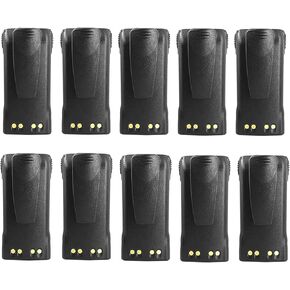 10Pcs HNN9013/HNN9013D Two-Way Radio Replacement Battery for GP328/GP338/GP320 & HT750/HT1250/HT1550, Compatible with GP140/GP640/MTX850LS/EX560, Includes Belt Clip - Long-Lasting Li-ion Battery Pack