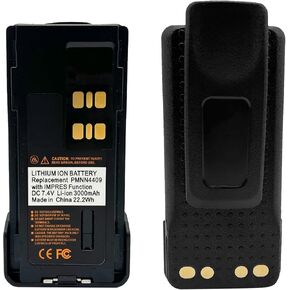 PMNN4409 Impress Battery 3000mAh 7.4V for APX3000/APX4000 & XPR7500e Series - Li-ion Replacement with Belt Clip (Fits APX1000/XPR3500e/XIR P8668)