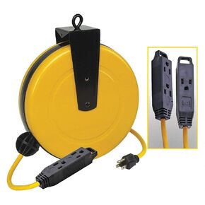 LUMAPRO 125VAC الغرض العام بكرة الحبل القابلة للسحب ؛ عدد المنافذ: 3 ، سلك مدرج: نعم