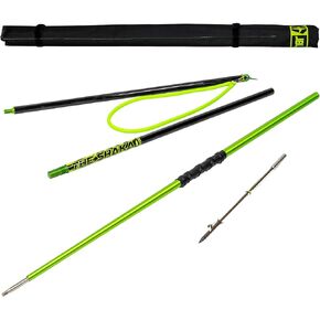 JBL Spearguns Shaka Hybrid Carbon Fiber Pole Spear for Spearfishing, Free Diving, Scuba Diving, 3pc Travel Pole Spear, Hand Grip, Stainless Steel Head, Slip-Tip, Travel Case, Made in USA