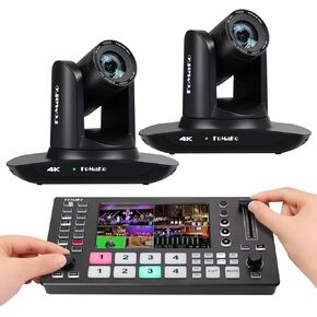 FoMaKo 4k PTZ Camera HDMI AI Auto Tracking,4k 20x Optical Zoom(2pcs)+M3 Video Mixer switcher, for Church Services Worship Education,PTZ Bundle(K20UH x2+M3)
