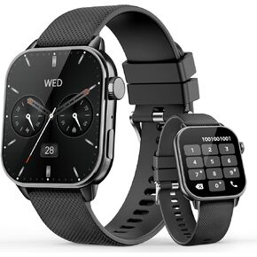 Smart Watch for Men Women(answer/make calls), 1.85'' AMOLED HD Always On Display, Smartwatch with Calories/Heart Rate/Sleep Monitor, 100+ Sports Modes Fitness Tracker, IP68 Waterproof Pedometer, Black