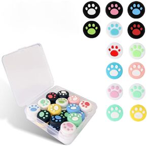 28 Pieces Replacement Soft Silicone Cat Paw Design Thumb Grip Caps Thumb Grips Analog Stick Cover Compatible with Nintendo Switch, Switch Lite/OLED and Joy Con Controller