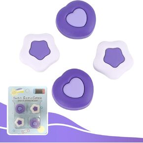 Cute Silicone Thumb Grips - Kawaii Joystick Covers Analog Stick Grips Button Covers for Switch/OLED/Lite and Joy Con Controller,2Pairs/4PCS - Cream Heart Purple Version