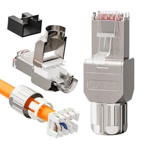 VCELINK CAT7 RJ45 TOOLLESS CONNECTOR 6 PACK ، SLEDY SHIELDY SHIELDY SLIP SLIP Free Ethernet ، تصل إلى 10 جيجابت في الثانية ، ودعم 22 إلى 24 كابل شبكة AWG (6)