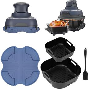 Air Fryer Accessories for Ninja Crispi Glass Air Fryer FN101GY, Reusable Silicone Liners and Heat-Resistant Mats Trivet for 4 QT & 6 Cups Container FN101ST/FN101SG/FN101CGY, Oil Brush Included