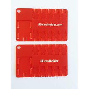 2pcs Micro SD Red Card Case, Holder, Organizer Credit Card Size Storage