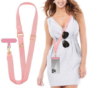 Fishent Cell Phone Lanyard with Hanging Loops, Adjustable Anti-Theft Phone Strap Crossbody for Women Men, Universal Neck Lanyards for Keys Travel Essentials, Starlight