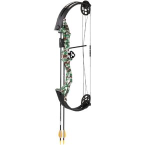 Bear Archery Warrior Bow Set for Youth, Recommended Ages 11-14, Right Handed, Up to 29 lb. Draw Weight, Up to 25-inch Draw Length