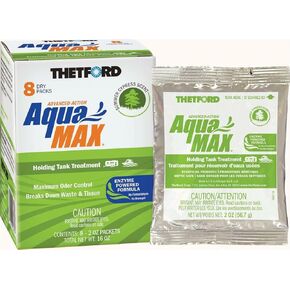 THETFORD AquaMAX Summer Cypress Scent RV Holding Tank Treatment, Formaldehyde Free, Waste Digester, Septic Tank Safe, 8 Count Dripack (96674)