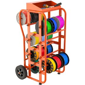 Wire Spool Rack with Wheels, Heavy Duty Cable Caddy & Wire Dispenser Organizer, Adjustable Rods, Large Capacity, Tool Bin, Mobile Cart for Electricians, Workshop & Warehouse, 38"x21.2", Orange