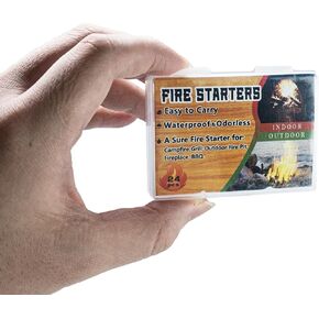 Fire Starters, 24 Pack, Waterproof & Odorless, Indoor/Outdoor Use for Campfire, Fireplace, BBQ, Grill