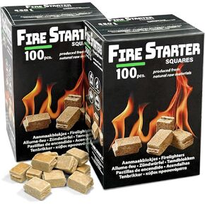 Fire Starter Squares (200 Pack) - Fire Starters for Fireplace, Grill, BBQ, Camping, Wood Stove and Bonfire Accessories - Odorless & Water Resistant
