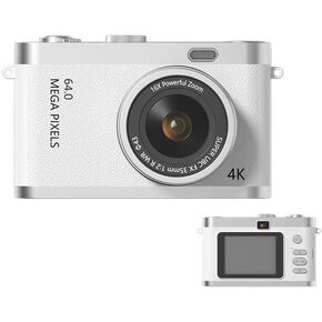 64MP Digital Camera with 16X Zoom, Autofocus Compact Camera with LED Light, Self Timer and Fast Charging, Easy to Use for Travel, Teens, Daily Recording