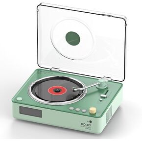 CD Player with Stereo Speakers, Retro Portable CD Players for Home, Bluetooth Transmitter,AUX Output, USB Mode and TF Card Support, Headphone Output and Remote Control