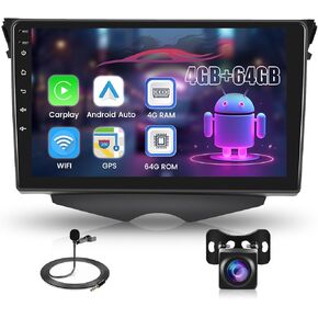 [8 Core 4G+64G] Wireless Carplay Car Stereo for Hyundai Veloster 2011-2015 Android Auto, 9-Inch Touch Screen Car Radio with DSP/BT/WiFi/EQ/Mirror Link/GPS Navi+Rear View Camera