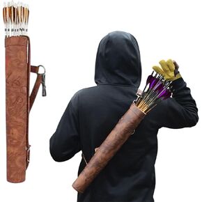 Arrow Holder Quiver | Traditional Back Quivers | Leather Quiver Lightweight & Comfortable | with Adjustable Straps for Hunting & Archery Sports