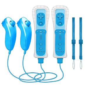 WDZP Wii Remote with Nunchuck, Wii Controller with Nunchuck, Compatible with Nintendo Wii/Wii U, 2 Pack*BLUE