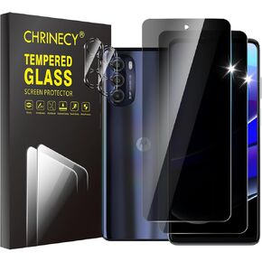CHRINECY [4 Pack] 2Pack Privacy Screen Protector Compatible for Motorola Moto G Stylus 5G 2022 with 2Pack Camera Lens Protector, 9H Hardness,Anti Spy Anti Peeping Tempered Glass Screen Protector