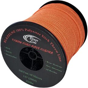 100% Polyester Climbing Throw Line Rope 3 mm (1/8 in) 150 ft Spool Cord 350 lbs Tensile Strength (Neon Green)