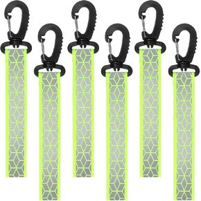 6 PCS Reflective Straps, Green Reflective Backpack Tags Bicycle Reflectives Pendant Glow in the Dark Keychain Safety Night Reflector Pendants for Clothes Cycling Walking Running Climbing Camping