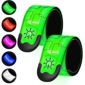2PCS LED Armband for Running Walking at Night, High Visibility Reflective Running Gear Rechargeable LED Armband Light Up Arm Bands for Men Women Kids Night Cycling Walking Joggers Running Safety Gear