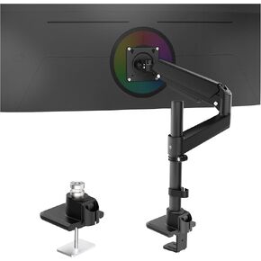 Single Monitor Mount for Curved Flat Screens, Heavy Duty Ultrawide Tall Monitor Arm, Fits 13 to 49 Inch, Holds Up to 44lbs, 75/100 VESA Mount, Perfect for Samsung Odyssey G9 LG and More, White
