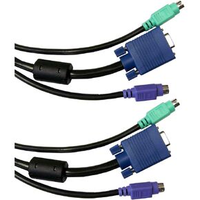 CableWholesale KVM Cable - Keyboard, Video, Mouse Cable, HD15 VGA Male and Two PS2 (MiniDin6) Male on Both Ends (SVGA PS/S Male/Male), 28 AWG KVM Sharing Cable, Black, 6 Feet